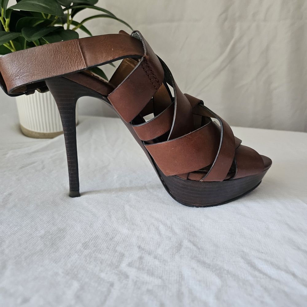 Zara Collection 2011 Elegant Brown Strappy Heels Size 37 - Picture 3 of 8